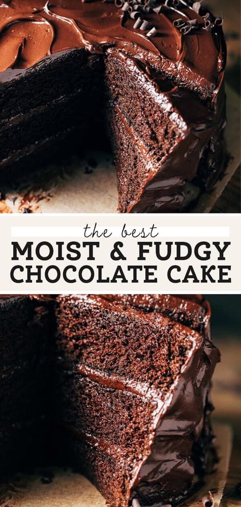 MOIST and FUDGY Chocolate Cake | Butternut Bakery Best Fudgy Chocolate Cake, Rich Moist Chocolate Cake, Moist Soft Chocolate Cake Recipe, Brownie Chocolate Cake Recipe, Natashas Kitchen Chocolate Cake, Yummy Chocolate Cake Recipes, Fudgy Cake Recipe, Best Choc Cake Recipe, The Best Chocolate Cake Recipe Ever