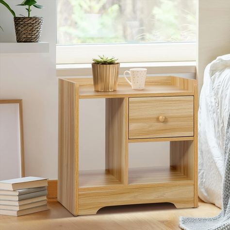 Bedside Almirah Ideas, Bedside Table Ideas Modern, Fancy Living Room, Bedside Table With Drawer, Wooden Drawer, Wooden Bedside Table, Furniture Bedside Table, Bookcase Sideboard, Table Nightstand