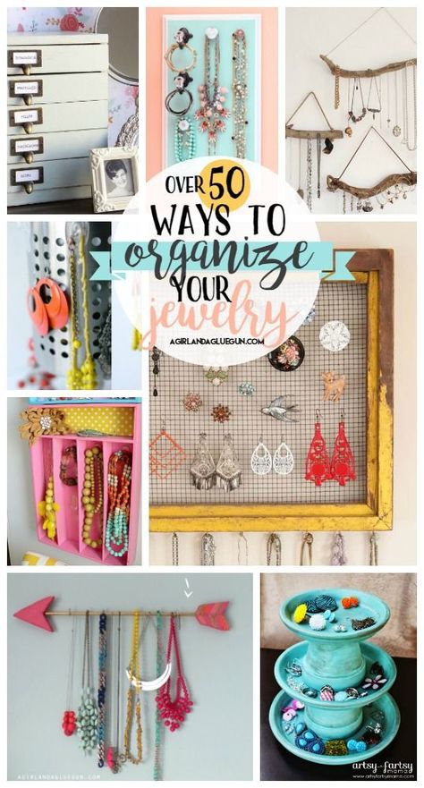 Organize Jewelry Ideas Diy, Organizing Jewelry Ideas, Jewelry Organizing Ideas, Jewellery Storage Diy, Girls Jewelry Organization, Jewelry Storage Ideas, Store Necklaces, Jewlery Organizer, Diy Jewelry Organizer