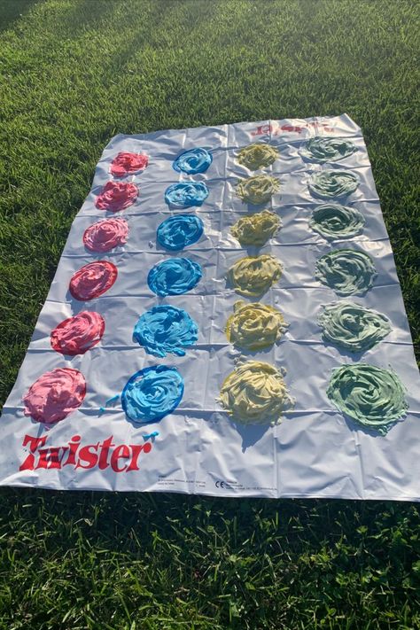 Fun Things To Do With Kids In Summer, Shaving Cream Twister, Twister Party, Outdoor Twister, Shaving Cream And Food Coloring, Summer List Ideas, Twister Game, Summer To Do List, Outdoor Game