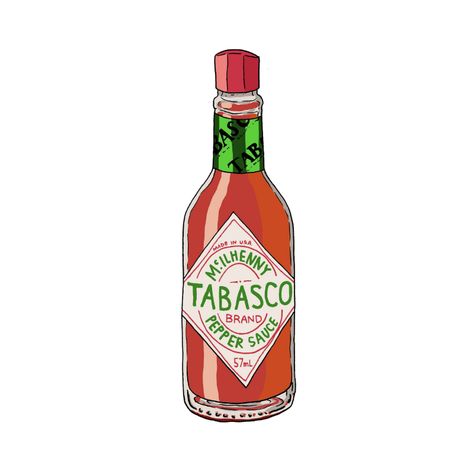 Tabasco Pepper, Bottle Drawing, Architecture Drawing Sketchbooks, Bottle Tattoo, Printed Magnets, Cute Laptop Stickers, Gift Stickers, Hot Sauce Bottles, Limited Edition Prints