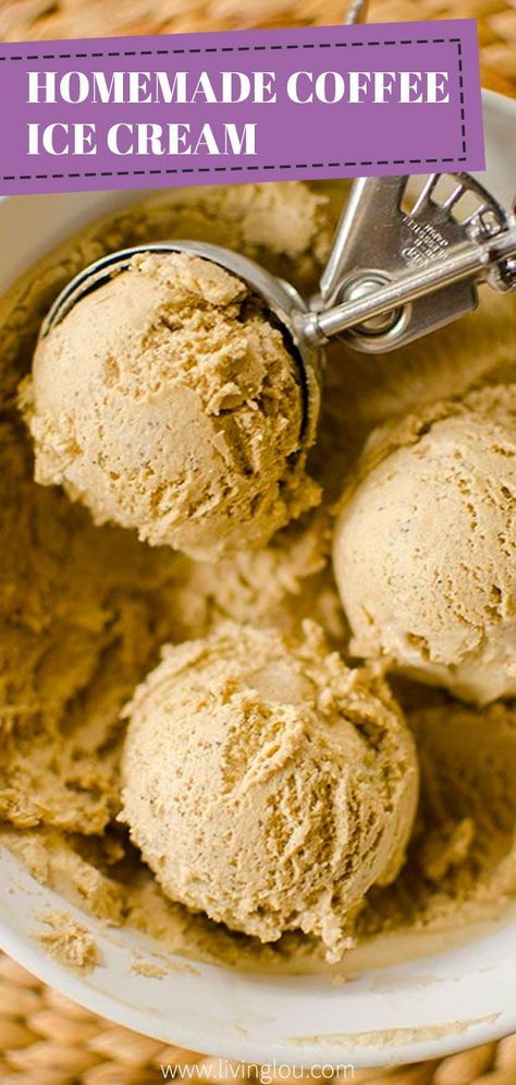 Homemade Coffee Ice Cream Machine, Ice Cream With Heavy Whipping Cream, Homemade Ice Cream Machine Recipes, Custard Based Ice Cream Recipe, Coffee Ice Cream Recipe For Machine, Heavy Cream Ice Cream, Homemade Custard Ice Cream, Pampered Chef Ice Cream Recipe, Ice Cream Machine Recipes