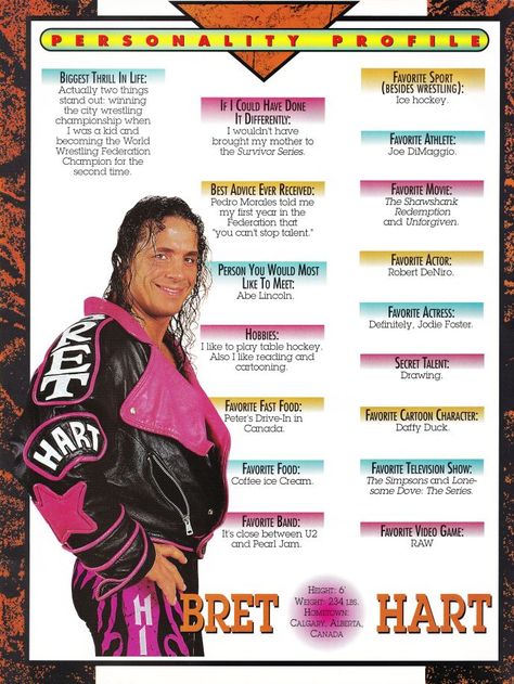 WWF Personality Profiles #WWF #WorldWrestlingFederation #WWE #WWENetwork #WWEUniverse #AttitudeEra Wwe Chyna, Wwf Poster, Wwe Magazine, Wwe Art, Vintage Wrestling, Best Advice Ever, Wwf Superstars, Hitman Hart, Bret Hart