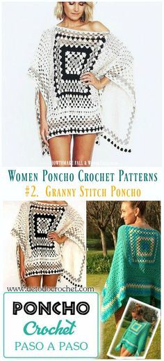 Granny Poncho Crochet Free Pattern, Granny Stitch Poncho, Poncho Crochet Pattern Free, Pattern Sweaters, Granny Square Poncho, Crochet Bodycon Dresses, Granny Stitch, Crochet Poncho Free Pattern, Poncho Crochet