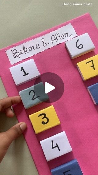 Sumaiya Yeasmin on Instagram: ""Before & After "school project ideas 💡#papercrafts #treandingreels#satisfyingvideos #newreela #diygiftideas #satisfyingvideos #diygiftideas #viralreels" Class 1 Maths Activity, Art And Craft Ideas For Kindergarten, Math Game Project Ideas, Math Activities Primary School, After And Before Numbers Activities, Year 3 Lesson Ideas, Before After And Between Activity, Before And After Number Activity, Math Before And After Numbers