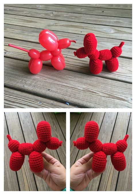 Crochet This Fun Balloon Dog - a Must-Make for Jeff Koons Fans! Get the pattern, designed by Lizz Jelsma #crochet #handmade #balloonart #jeffkoons Crochet Balloon Dog, Crochet Balloon, Crochet Patron, Jeff Koons, Kawaii Crochet, Crochet Amigurumi Free, Balloon Dog, Balloon Animals, Crochet Dog