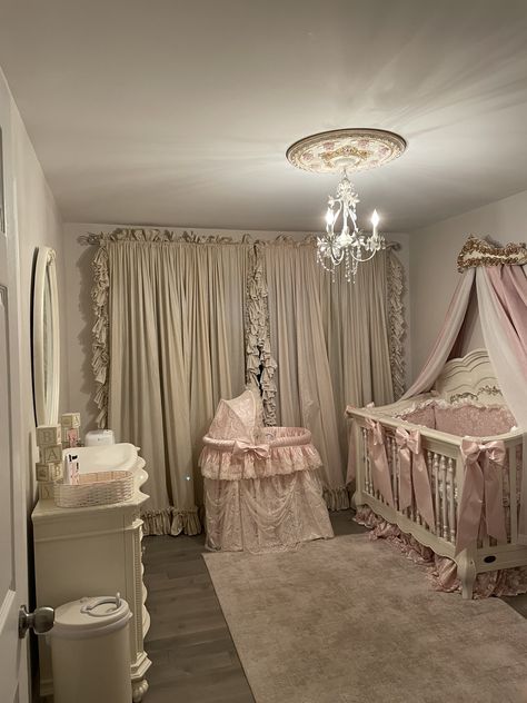 Vintage Baby Rooms, Pink Baby Room, Pink Blackout Curtains, Princess Nursery, Baby Room Inspiration, Nursery Room Design, Girl Nursery Room, Nursery Room Inspiration, Princess Room