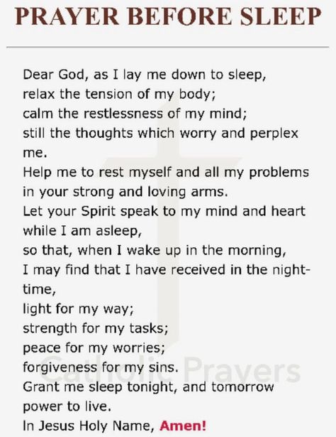 Prayer Before Sleep, Prayer Quotes Positive, Sleep Prayer, Nighttime Prayer, Prayer For Guidance, Everyday Prayers, Bedtime Prayer, Evening Prayer, Good Night Prayer