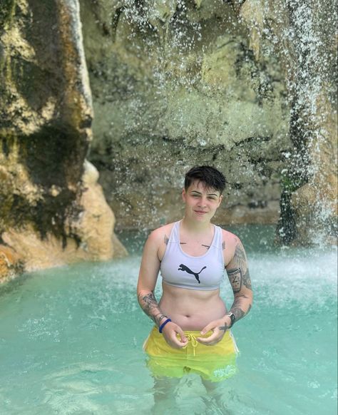 masc lesbian butch woman short hair Lesbian Swim Outfit, Masculine Lesbian, Masc Lesbian, Swimming Outfits, Future Girlfriend, Gaming Room Setup, Swimming Outfit, Character Inspo, Gaming Room