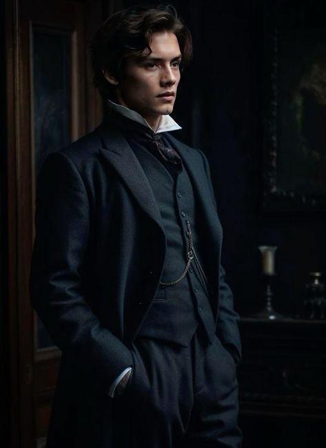 Victorian Character Design, Victorian Male, 1800s Men, Mens Fashion Aesthetic, 1800s Aesthetic, Male Vampire, Victorian Boy, Victorian Vampire, Victorian Men