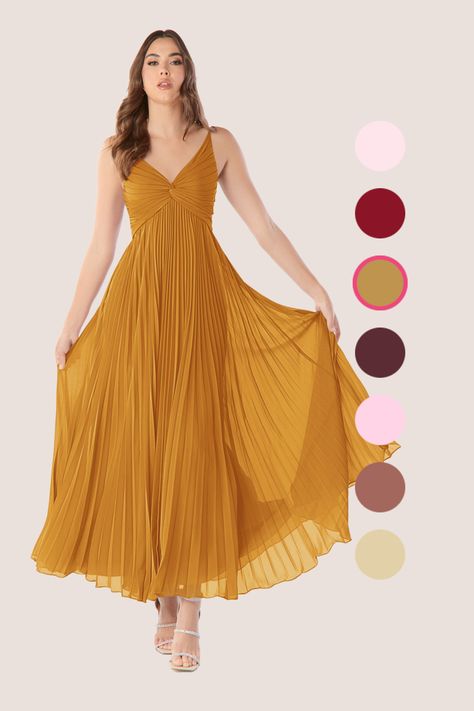 Yellow Bridesmaid Dresses, Azazie Bridesmaid, Chiffon Bridesmaid Dresses, Azazie Bridesmaid Dresses, Ankle Length Dress, Chiffon Bridesmaid, Twist Front, Color Style, Wedding Attire