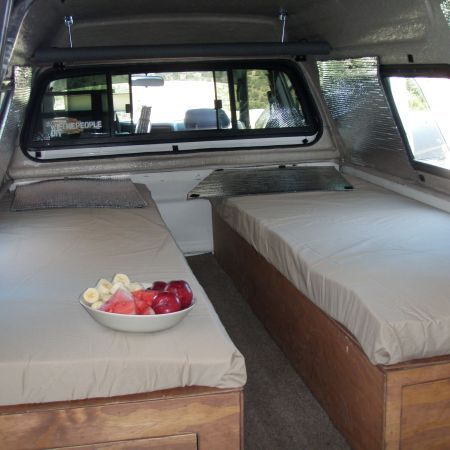 16 Ideas That Can Make Truck Camper [Pictures] - Camper Life Truck Shells, Truck Bed Date, Pickup Camping, Homemade Camper, Camper Beds, Truck Bed Storage, Pickup Camper, Truck Bed Camping, Truck Bed Camper