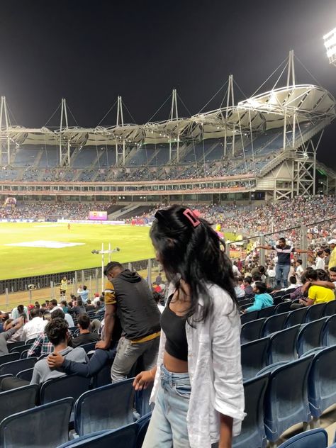 #stadium #fashion #outfits #cricket #outfitideas #outfitstyle #outfitgoals #instagramstoryideas #whiteoutfitideas #hairstyles #aesthetic #aestheticoutfit #aestheticstyle Cricket Match Aesthetic, Cricket Stadium Aesthetic, Cricket Girl Aesthetic, Cricket Match Outfit, Cricket Stadium Wallpaper, Stadium Photo Ideas, Cricket Edit, Cricket Outfit, Stadium Outfit