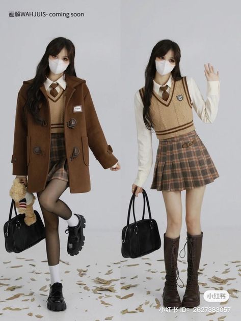 Cute School Outfits Uniform, High School Outfits Aesthetic, High School Outfit Ideas, Korean Outfits School, School Outfits Uniform, Outfits For School Winter, School Outfits Aesthetic, Outfits Uniform, Cute School Outfits