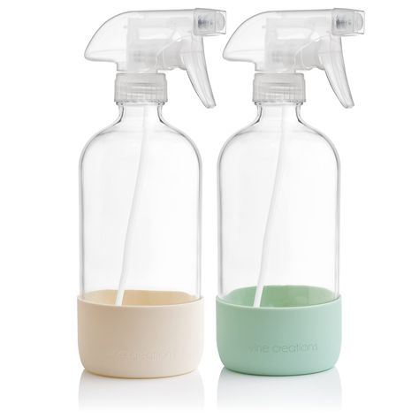 PRICES MAY VARY. UNRIVALED CONSTRUCTION - Set of 2 premium fortified glass cleaning bottles. 16 Oz empty glass bottles. Vine Creations refillable spray bottle for cleaning are Lead-free. ADJUSTABLE NOZZLE - Mist and stream option, equipped with a no-leak mechanism that will set off your cleaning, garden, ironing, and hair tasks to a perfect start. SILICONE SLEEVE - A silicone sleeve for glass bottle adds a wonderful touch of beauty while adding an extra layer of protection. Designed to complemen Glass Cleaning Bottles, Hair Cleaning, Thieves Household Cleaner, Empty Glass Bottles, Cleaning Spray, Amber Glass Bottles, Glass Spray Bottle, Household Cleaner, Rv Stuff