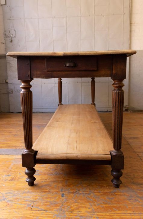 Drapers Table, Wood Island Top, Antique Work Table, Antique Kitchen Island, Antique Farm Table, Kitchen Island Furniture, Kitchen Prep Table, Vintage French Kitchen, Diy Farm Table