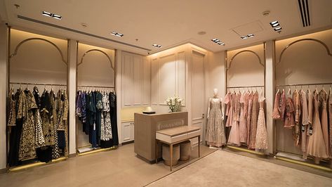 pankaj and nidhi | Studio Incept Indian Boutique Interior, Modern Boutique Interior, Luxury Boutique Interior, Trial Room, Botique Interiors, Bridal Boutique Interior, Pankaj And Nidhi, Retail Store Interior Design, Clothing Store Interior