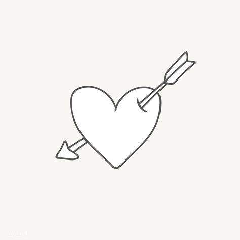 Heart pierced by an arrow vector | free image by rawpixel.com / wan Heart Bow And Arrow Tattoo, Arrow Through Heart Tattoo, Heart With Arrow Drawing, Arrow Heart Tattoo, Heart With Arrow Tattoo, Heart And Arrow Tattoo, Arrow Tatto, Valentine Tattoo, Arrow Through Heart