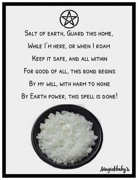 Salt spell for the home, protection spell Earth Powers, House Blessing, Wiccan Witch, Magick Spells, Wiccan Spell Book, Witchcraft Spell Books, Witch Spell Book, Witch Spell, Baby Witch