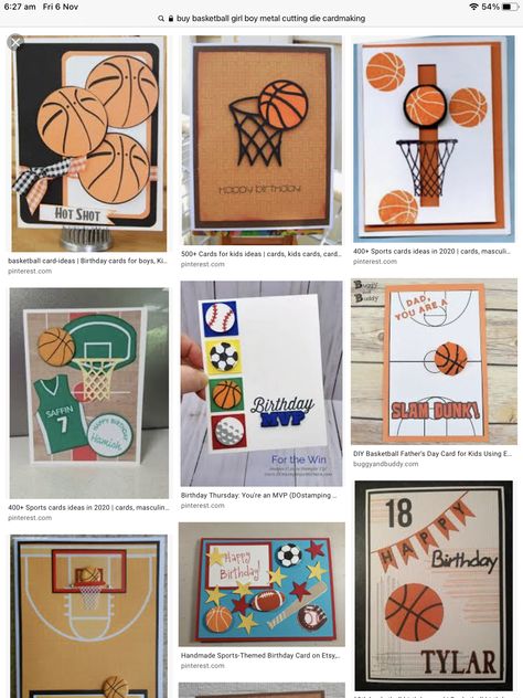 Basketball Card Ideas, Basketball Cards Handmade, Sports Day Decoration, Basketball Themed Birthday Party, Sports Theme Birthday, Teacher Appreciation Cards, Birthday Cards For Boys, Boy Cards