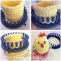 Chicken Pattern Free, Loom Knitting Patterns Hat, Knitting Loom Socks, Toe Up Socks, Loom Animals, Loom Knitting For Beginners, Knit Loom, Round Loom Knitting, Circle Loom