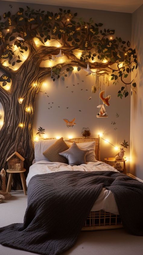 Kids Room Idea Woodland Bedroom, Forest Bedroom, Fairy Bedroom, Whimsical Bedroom, Fairy Room, Baby Room Inspiration, Nursery Room Inspiration, Cute Bedroom Decor, Big Girl Rooms