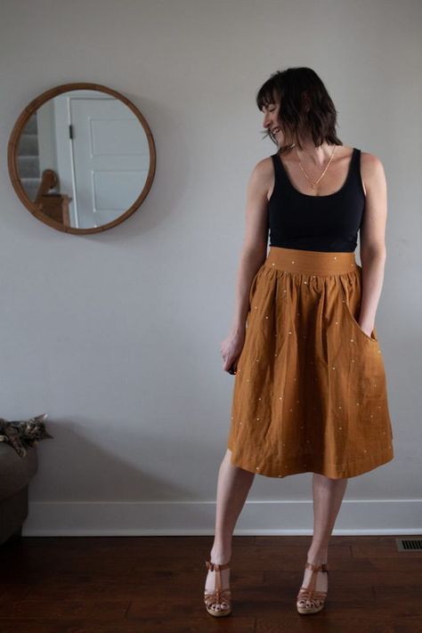 sewing: stardust double gauze brumby skirt Couture, Double Gauze Skirt, Brumby Skirt, Gauze Skirt, Slim Cardigan, Gauze Skirts, How To Make Skirt, Lower Belly, Double Gauze