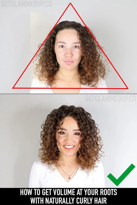 VIDEO: How to Get Volume, Prevent Flat Roots, & the Triangle Shape with Curly Hair – Gena Marie Curly Hair Trends, Fine Curly Hair, Layered Curly Hair, Haircuts For Curly Hair, Curly Girl Method, Hair Help, Curly Hair Inspiration, Curly Hair Routine, Curly Hair With Bangs