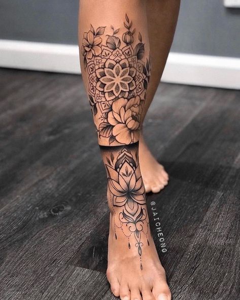 A fun piece on the shin for Crystal ✨ Thanks for making the trip down and sitting so well 🙏🏼 All bookings and enquiries to… | Instagram Women’s Tattoo Leg Sleeve, Women Leg Tattoo Mandala, Lower Leg Mandala Tattoo, Woman Shin Tattoo Ideas, Spiritual Leg Sleeve Tattoos For Women, Negative Space Tattoo Leg Sleeve, Ornamental Mandala Tattoo Sleeve, Feminine Shin Tattoos, Women’s Shin Tattoo Ideas