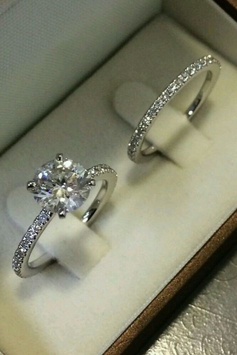 Stackable Rings Wedding, Engagement Wedding Ring Sets, Diamond Bridal Sets, Wedding Ring Designs, Dream Engagement, Dream Engagement Rings, Beautiful Engagement Rings, Wedding Rings Unique, Wedding Rings Vintage