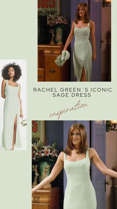 Asos has an affordable dupe of one of Rachel Green´s most iconic dresses! We all fell in love with Rachel´s mint dress from 'The One Where No One’s Ready' and now we can all channel Rachel on a 50$ dress that will make us feel like a million bucks. Rachel Dress Friends, Rachel Green Mint Dress, Mint Green Cocktail Dress, Friends Rachel Dress, Rachel Green Yellow Dress, Rachel Green Maternity Outfits, Rachel Green Blue Dress, Rachel Green Bridesmaid Dress Friends, Rachel Green Dress Outfits