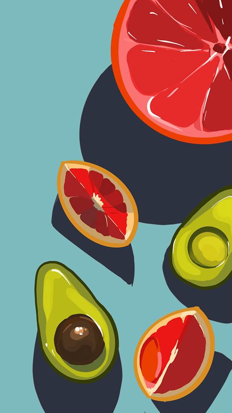 Easy Illustration Art Simple, Fruit Vector Art, Fruits Acrylic Painting, Fruits Painting Acrylic, Fruit Painting Easy, Cute Fruit Drawings, Fruit Illustration Design, Fruits Illustration, Color Wheel Art