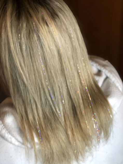 Our Morganite and Diamond Hair tinsel strands are perfect on blonde hair Tinsel On Blonde Hair, Hair Tinsel Aesthetic Blonde, Glitter Streaks In Hair, Hair Tensil Blonde Hair, Fairy Hair Tinsel Blonde, Tinsel In Blonde Hair, Tinsel Hair Blonde, Tinsel Blonde Hair, Blonde Hair With Tinsel