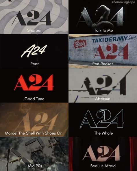 A24 Screenplay Books, A24 Films Movie Posters, A24 Films Aesthetic, A24 Birthday Party, Talk To Me Movie A24, Movie Credits Design, Sharper Movie, A24 Movie Poster, A24 Party