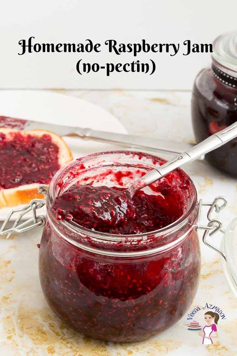 Essen, Raspberry Jam No Pectin, Raspberry Freezer Jam, Jam Without Pectin, Mixed Berry Jam, Homemade Raspberry Jam, Raspberry Jam Recipe, Raspberry Crumble, Jam Recipes Homemade