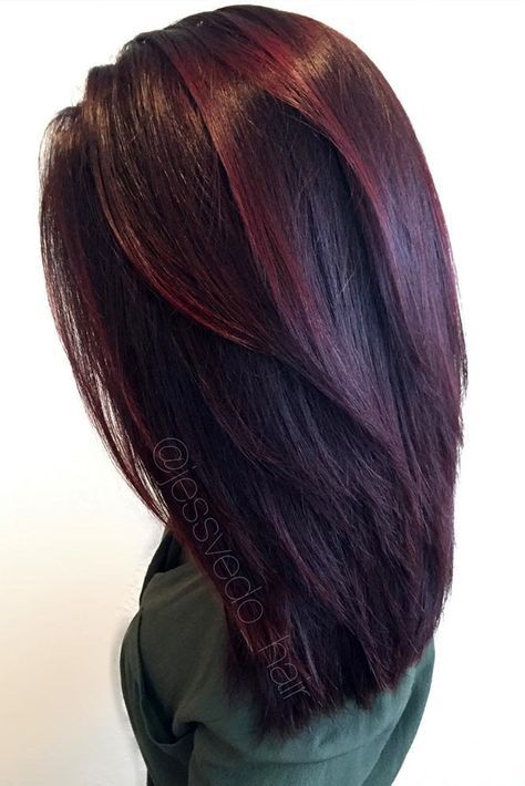 Hair Color With Red, Red Balayage Highlights, Violet Hair Color, Pelo Color Borgoña, Red Violet Hair Color, Red Violet Hair, Violet Hair Colors, Hair Colorful, Red Balayage