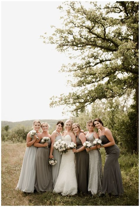 Mixed Grey Bridesmaid Dresses, Bridesmaids Mix And Match Dresses, Mix Match Green Bridesmaid Dresses, Backyard Wedding Bridesmaid Dresses, Mixed Bridesmaid Dresses, Grey Bridesmaid Dresses Long, Romantic Backyard Wedding, Mix Match Bridesmaids Dresses, Blue Bridesmaid Dresses Short