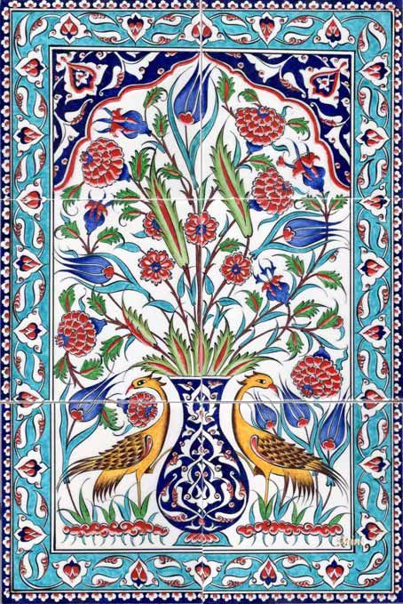 Turkish Art Paintings, Turkish Art Pattern, Kain Tile, Tiles Art, Islamic Tiles, Ceramic Tile Backsplash, Ceramic Tile Art, Turkish Tile, Ceramic Framed