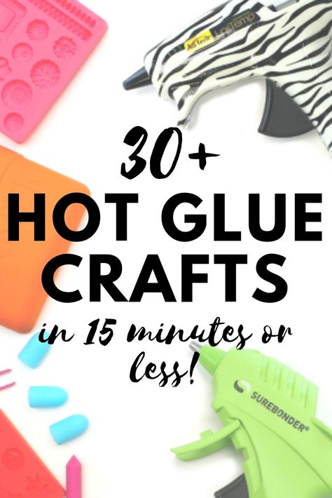 Over 30 hot glue crafts that you can make in 15 minutes or less! Great ideas for using your hot glue gun! #hotglue #gluegun #crafts #diy Hot Glue Crafts, Crafts With Hot Glue, Glue Stick Crafts, Hot Glue Art, Diy Glue, Glue Craft, Glue Art, Diy Craft Tutorials, Glue Crafts