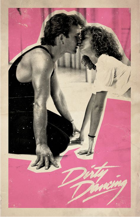 Dancing Typography, Dirty Dancing Poster, Poster Movie Film, Kisses Poster, Poster Dance, Dirty Dancing Movie, Famous Movie Posters, Pink Movies, Date Night At Home