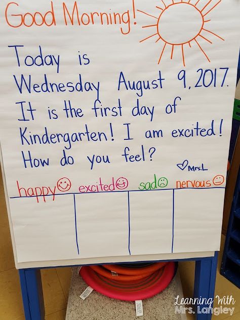 Kindergarten Labels, Kindergarten First Week, Preschool First Day, Beginning Of Kindergarten, Kindergarten Anchor Charts, Prek Classroom, First Day Of Kindergarten, Responsive Classroom, First Day Of School Activities