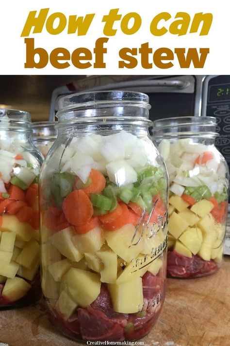 Beef Stew Canning Recipe, Can Beef Stew, Canning Beef Stew, Canning Beef, Canning Soup Recipes, Canning Soup, Tasty Beef Stew, Easy Canning, Pressure Canning Recipes