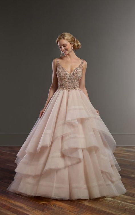 884 Pink Wedding Dress with Rose Gold Beading by Martina Liana Ellie Saab, Rose Gold Wedding Dress, Oscars Red Carpet Dresses, Gold Wedding Gowns, Martina Liana Wedding Dress, Pink Ball Gown, Gold Wedding Dress, Martina Liana, Pink Wedding Dress