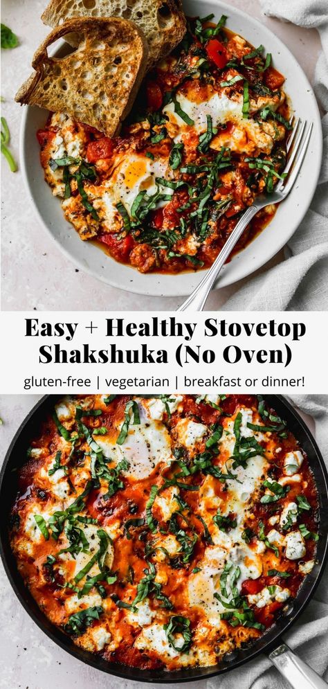 Easy Stovetop Shakshuka (No Oven) | Walder Wellness, Dietitian (RD) Stovetop Shakshuka, Shashuka Recipe, Shakshuka Recipe, Apply Nail Polish, Shakshuka Recipes, Nail Care Products, Iron Skillet Recipes, Stove Top Recipes, Cast Iron Skillet Recipes