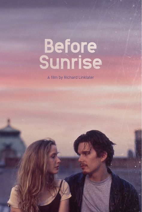 Before Sunrise Poster, Before Sunrise Movie, Romance Movie Poster, Before Trilogy, Julie Delpy, Damien Chazelle, Most Paused Movie Scenes, Septième Art, Film Poster Design