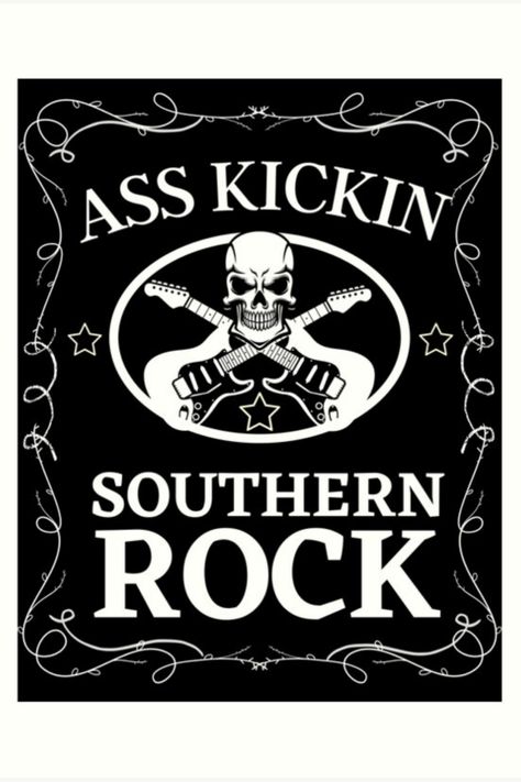 Blank walls suck , add some personality to your room with this awesome' ass kickin southern rock' art print! ORDER NOW $22.76 #rock#southern#music#classic#art#print Cool Wall Art, Southern Rock, Sticker Decals, Rock Posters, Music Band, Garage Design, Rock Design, Blank Walls, Coloring Stickers