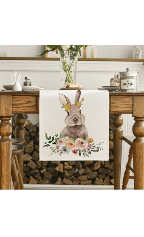 This Easter table runner is and essential for your Easter house decorating this year! As an Amazon Associate I earn from qualifying purchases and bring you the best Amazon deals yet! Easter Theme Party, Easter Table Runner, Easter Placemats, Easter Table Runners, Corak Bunga, Table Runner Size, Dining Table Runners, Table Flag, Dinner Decoration