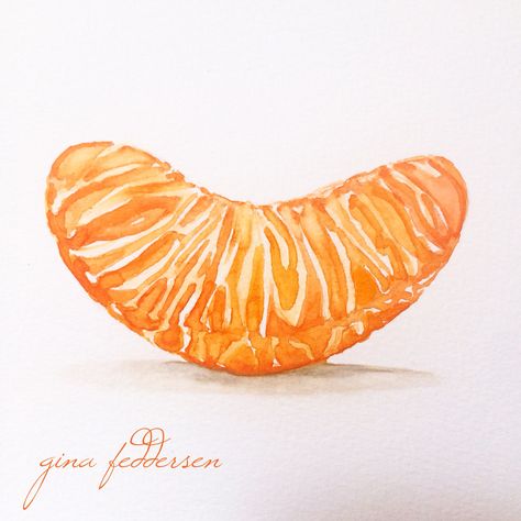 Tangerine Slice Tattoo, Orange Watercolor Painting, Tangerine Painting, Tangerine Drawing, Tangerine Tattoo, Tangerine Illustration, Tangerine Watercolor, Fruit Painting Art, Orange Sketch