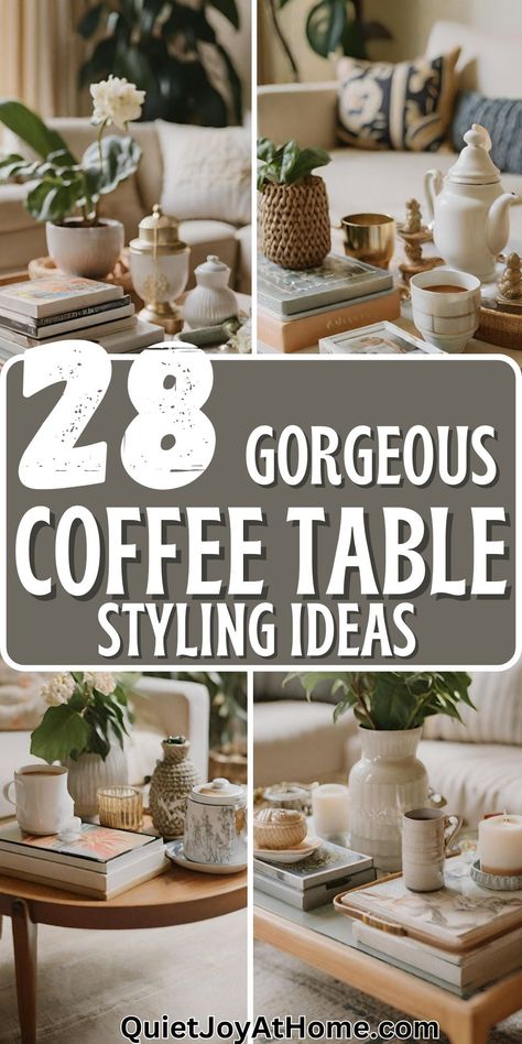 [PaidAd] Take Your Coffee Table From Simple To Simply Breathtaking With These 58 Gorgeous Styling Ideas For 2024! With Beautiful Examples Showing How To Artfully Layer Accessories, Books, Candles And Greenery, Your Living Room Will Leave Guests Speechless. And When You See #17, You'll Want To Copy It Immediately! #livingroomtabledecor Display Coffee Table Books, Rectangle Side Tables, L Shape Coffee Table, Wooden Tray Decoration Ideas Living Room, Tray Decor Ideas Coffee Table, Dressing A Coffee Table, Classic Coffee Table Decor, Coffee Table Arrangements Ideas, Coffee Table Decor With Books