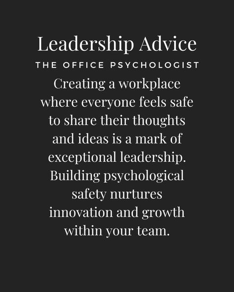 Building psychological safety in the workplace is an exhibit of exceptional leadership. It's about creating an environment where every team member feels comfortable sharing their thoughts, ideas, and concerns without fear of judgment or reprisal. When employees know their voices are heard and valued, it nurtures innovation, problem-solving, and personal growth. As a leader, you can foster psychological safety by actively listening to your team, providing constructive feedback, and leading by example in admitting mistakes and seeking improvement. In such a supportive atmosphere, individuals flourish, and the collective potential of your team can be fully realized. #PsychologicalSafety #InnovativeLeadership #OpenCommunication Value Employees Quotes, Retaliation Workplace Quotes, Team Motivational Quotes Teamwork, Hygge Manifesto, Inclusive Leadership, Corporate Leadership, Inclusion Quotes, Work Environment Quotes, Leadership Development Quotes